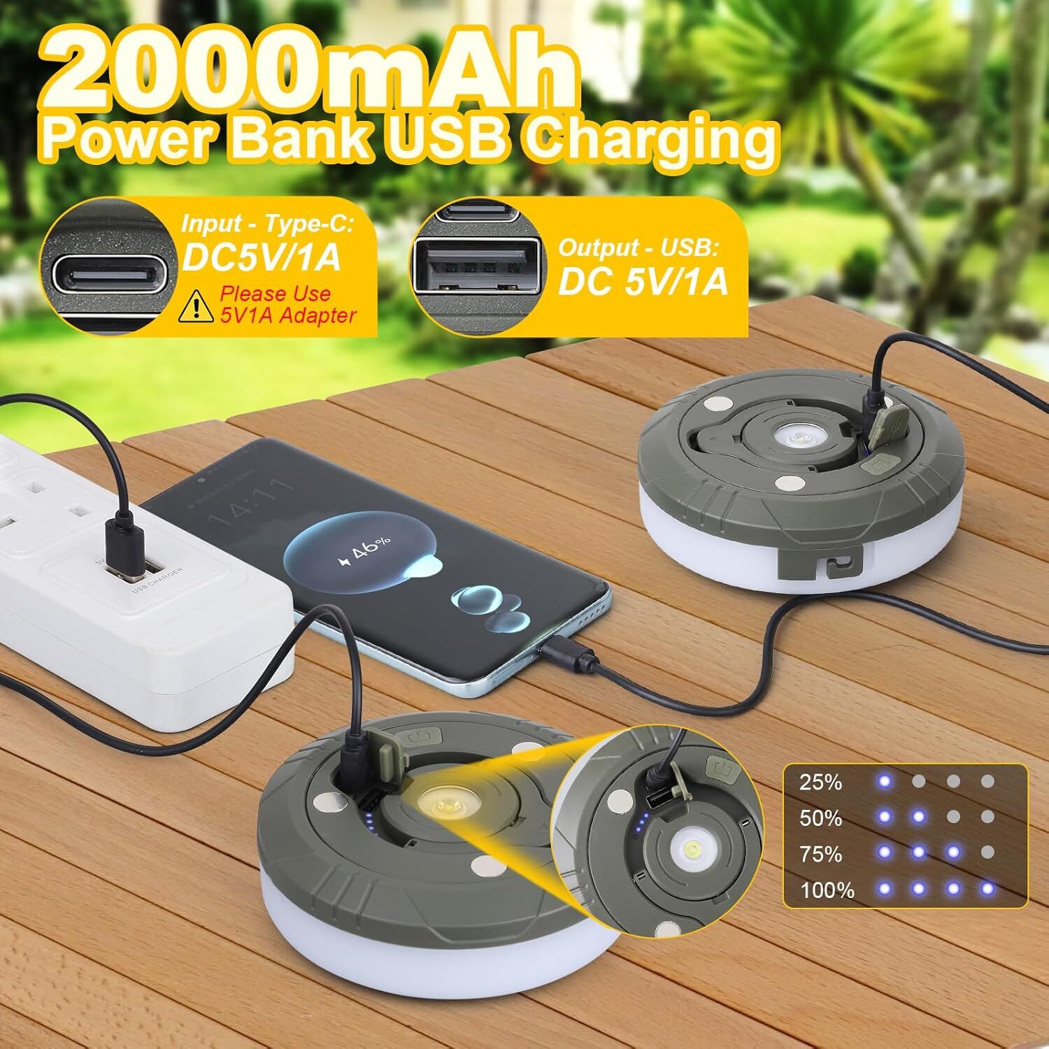 Solar Camping String Lights: 5-Mode IPX4 Waterproof USB/Solar Powered 2-in-1 for Outdoor Tents, Hiking & Party Decor 6