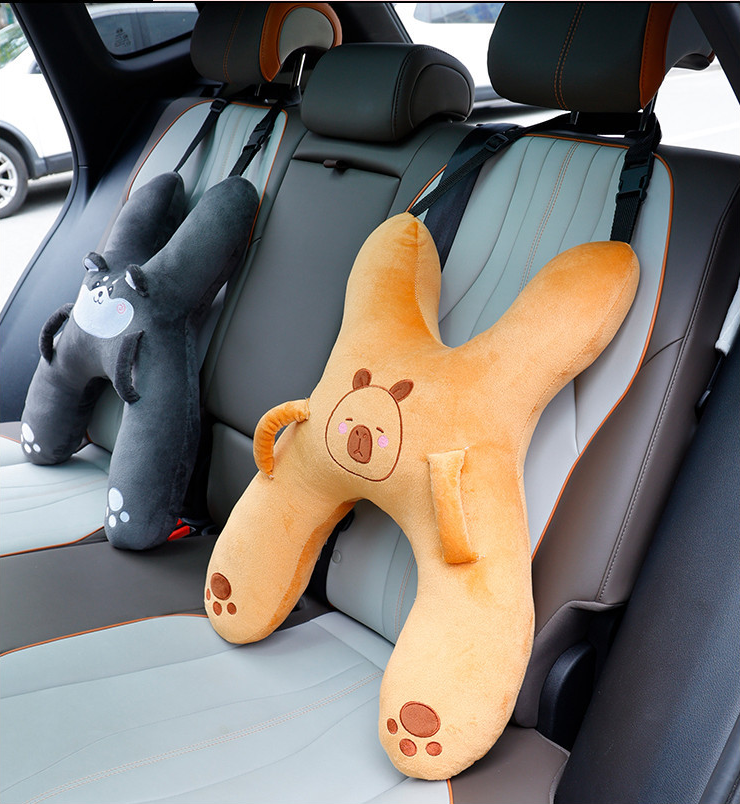 Christmas gift for kids-Kids Travel Pillow, Ergonomic Plush Support for Car Rides, Comfortable Sleep Companion for Children（pink pig） 3