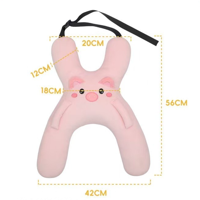 Christmas gift for kids-Kids Travel Pillow, Ergonomic Plush Support for Car Rides, Comfortable Sleep Companion for Children（pink pig） 4