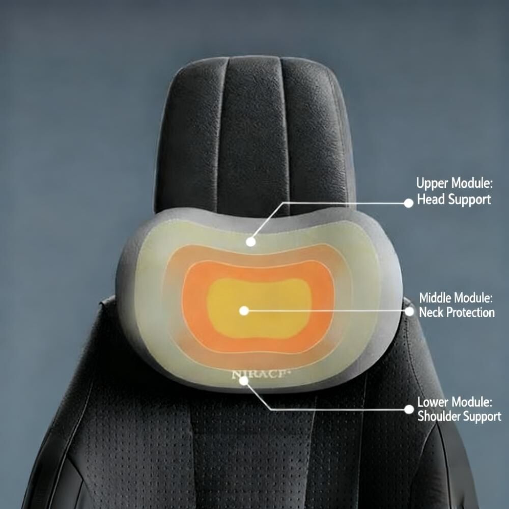 Christmas gift Car Headrest & Lumbar Support Set, Ergonomic Plush Cushion for Driver & Passenger, Comfort & Spine Protection for Long Drives（brown） 4