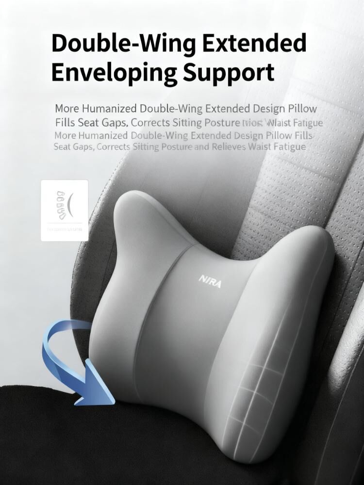 Christmas gift Car Headrest & Lumbar Support Set, Ergonomic Plush Cushion for Driver & Passenger, Comfort & Spine Protection for Long Drives（grey） 5
