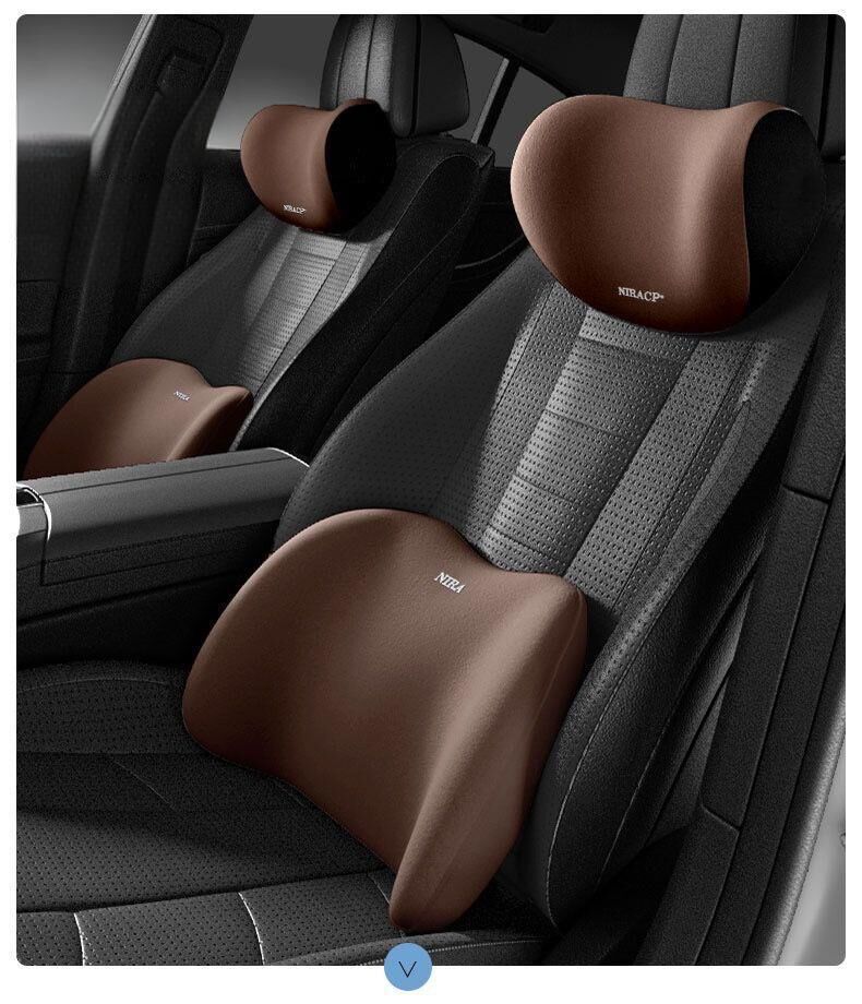 Christmas gift Car Headrest & Lumbar Support Set, Ergonomic Plush Cushion for Driver & Passenger, Comfort & Spine Protection for Long Drives（grey） 10