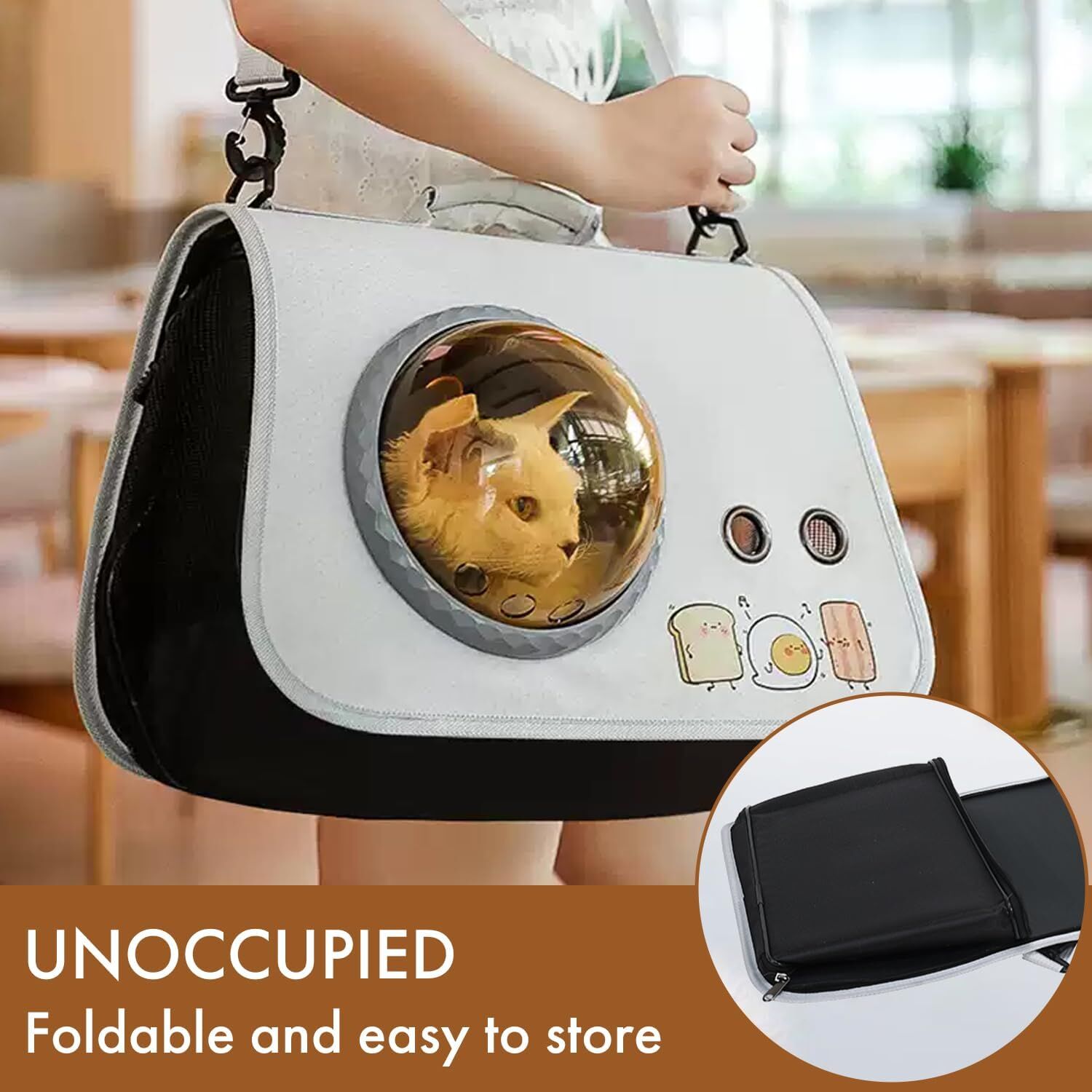 pet products Printed Space Capsule Cat Bag, Large Capacity Crossbody Dog Bag, Universal Pet Bag for All Seasons 7