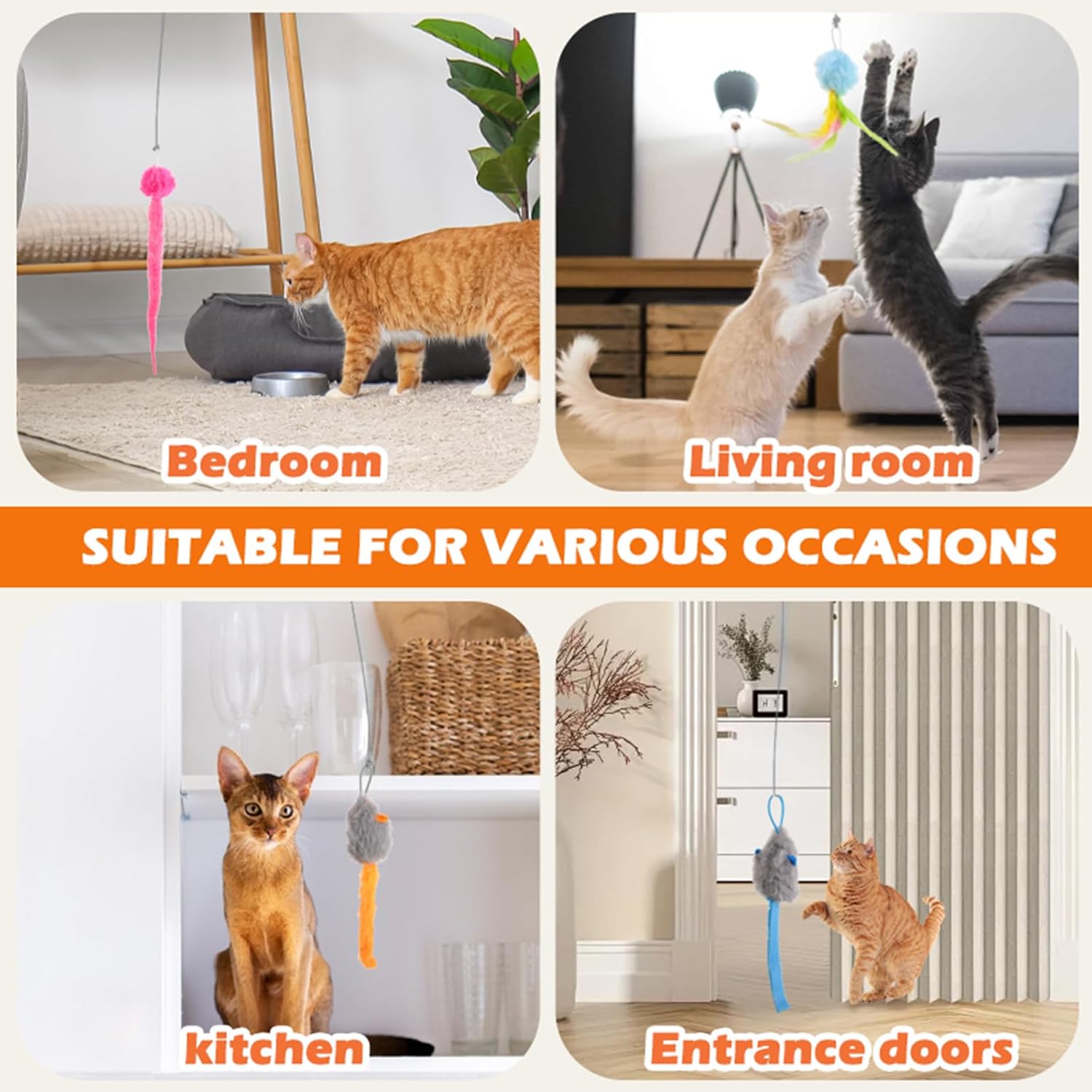 Rechargeable Electric Cat Teaser with Remote: Interactive 2-Mode Door Clip Toy for Australian Cats’ Exercise & Fun (Blue) 5