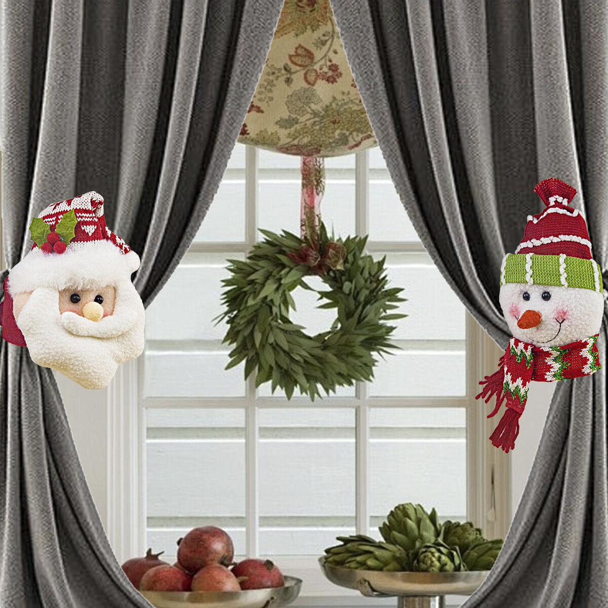 Christmas gift Warm Christmas Atmosphere - Festive Curtain Tie Decorations - Santa & Snowman Designs - Cozy Knitted Fabric（snowman）