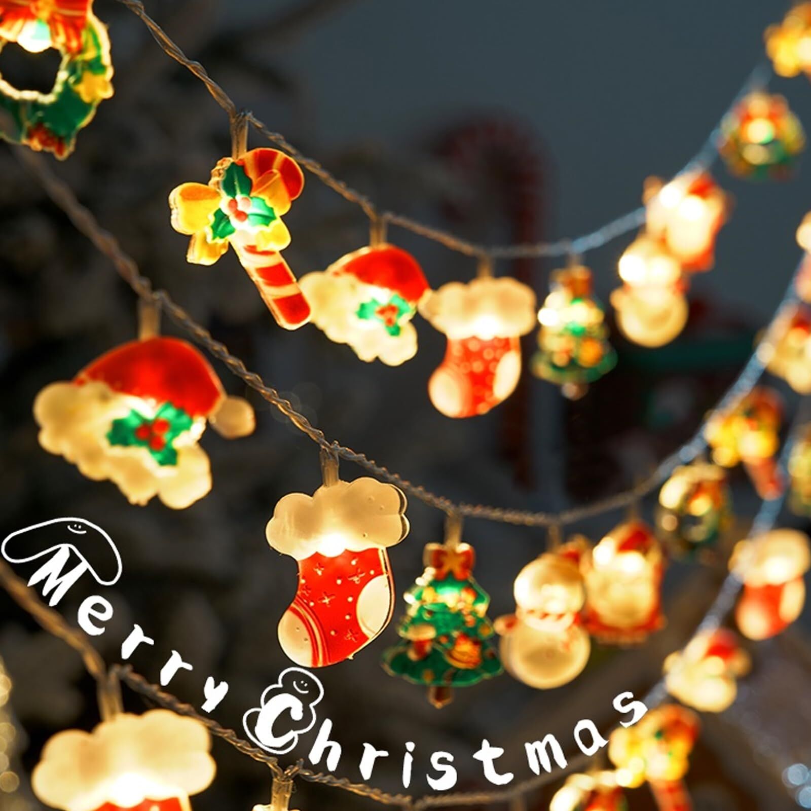 10M 80-LED Christmas Fairy String Lights: Santa/Snowman/Wreath Battery-Powered Warm White Decor for Home/Party 7