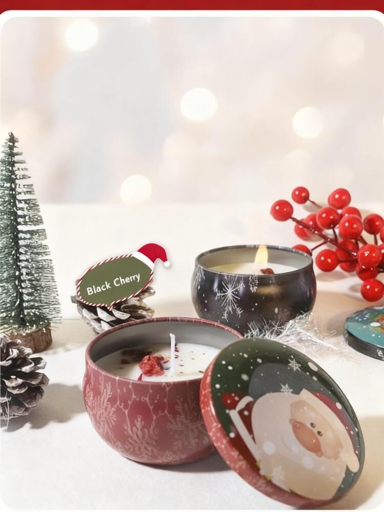 Christmas gift Aussie Christmas Scented Candle Set – 8 Festive Tin Candles with Unique Scents & Cute Designs for Holiday Gifting 9