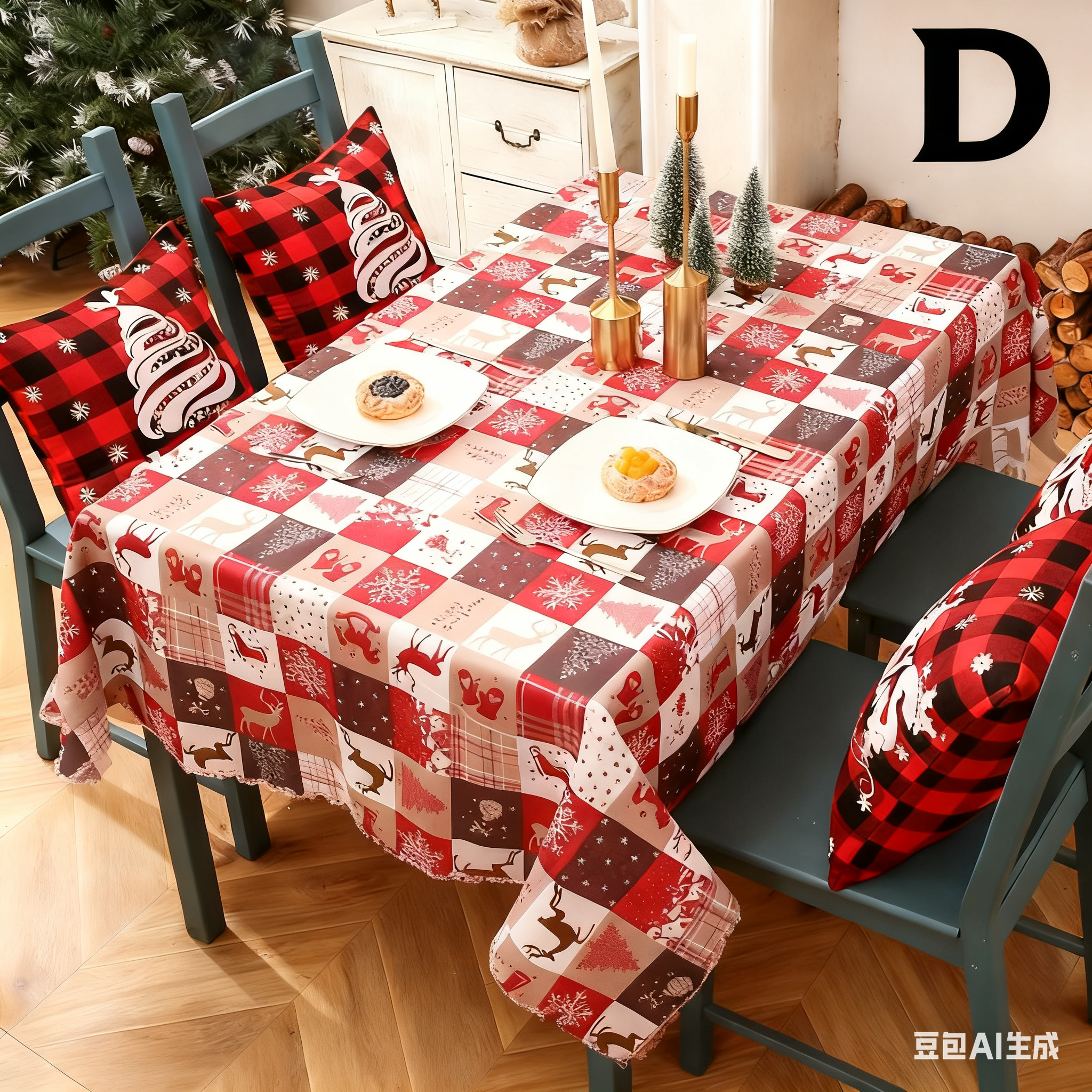 Christmas gift Christmas Tablecloth - Festive 180x150cm Table Cover for Holiday Dining & Home Decor（B） 3