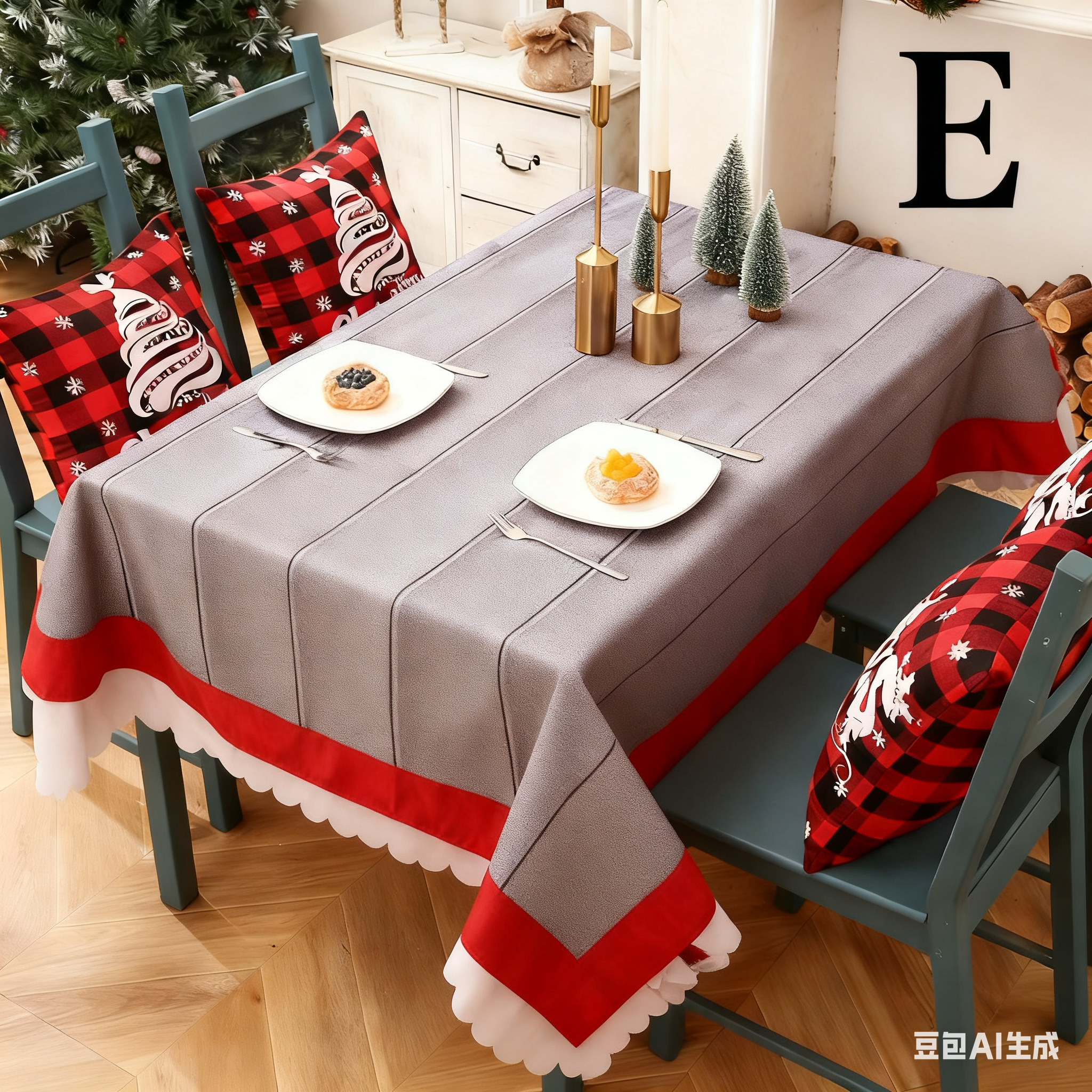 Christmas gift Christmas Tablecloth - Festive 180x150cm Table Cover for Holiday Dining & Home Decor（C） 4