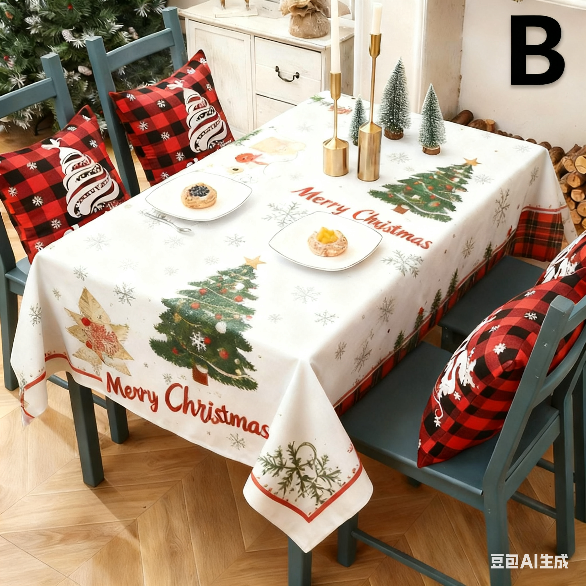 Christmas gift Christmas Tablecloth - Festive 180x150cm Table Cover for Holiday Dining & Home Decor（D） 5