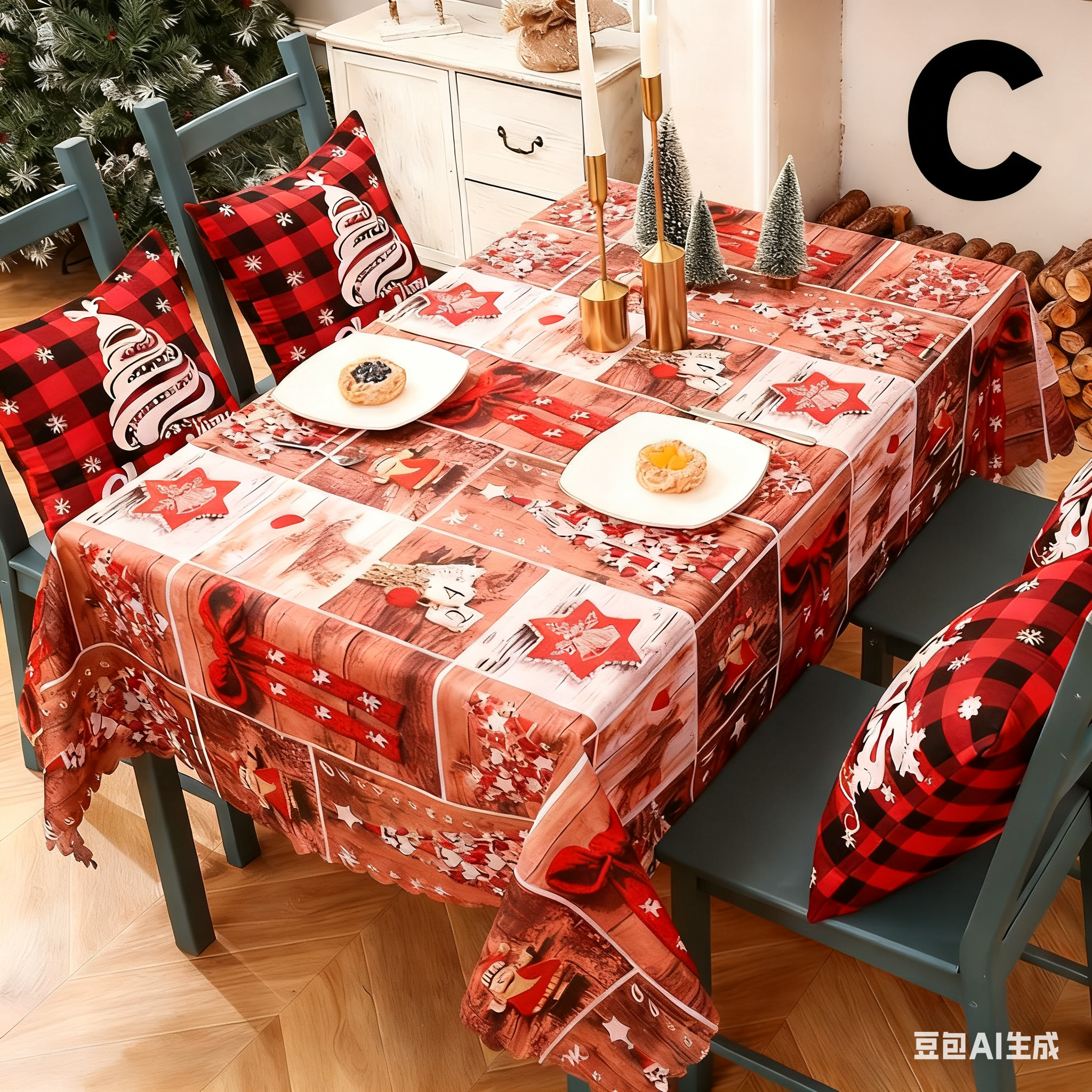 Christmas gift Christmas Tablecloth - Festive 180x150cm Table Cover for Holiday Dining & Home Decor（F） 4