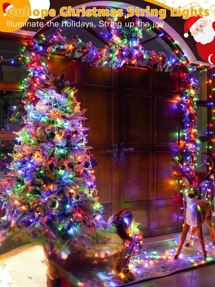 300 LED Colorful Fairy String Lights, 9m Green Wire, Battery-Operated, IP44 Waterproof with Timer for Christmas Decor (Batteries Not Included)