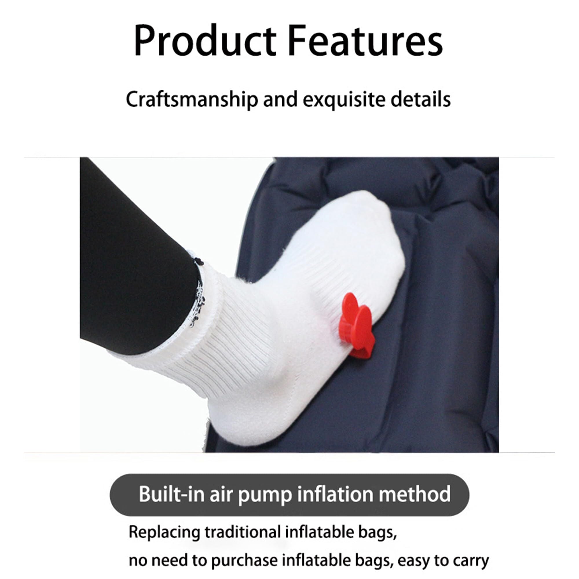 Ultralight Camping Sleeping Pad: Built-in Foot Pump, Integrated Pillow – Compact, Waterproof for Hiking/Backpacking (Dark Blue) 8