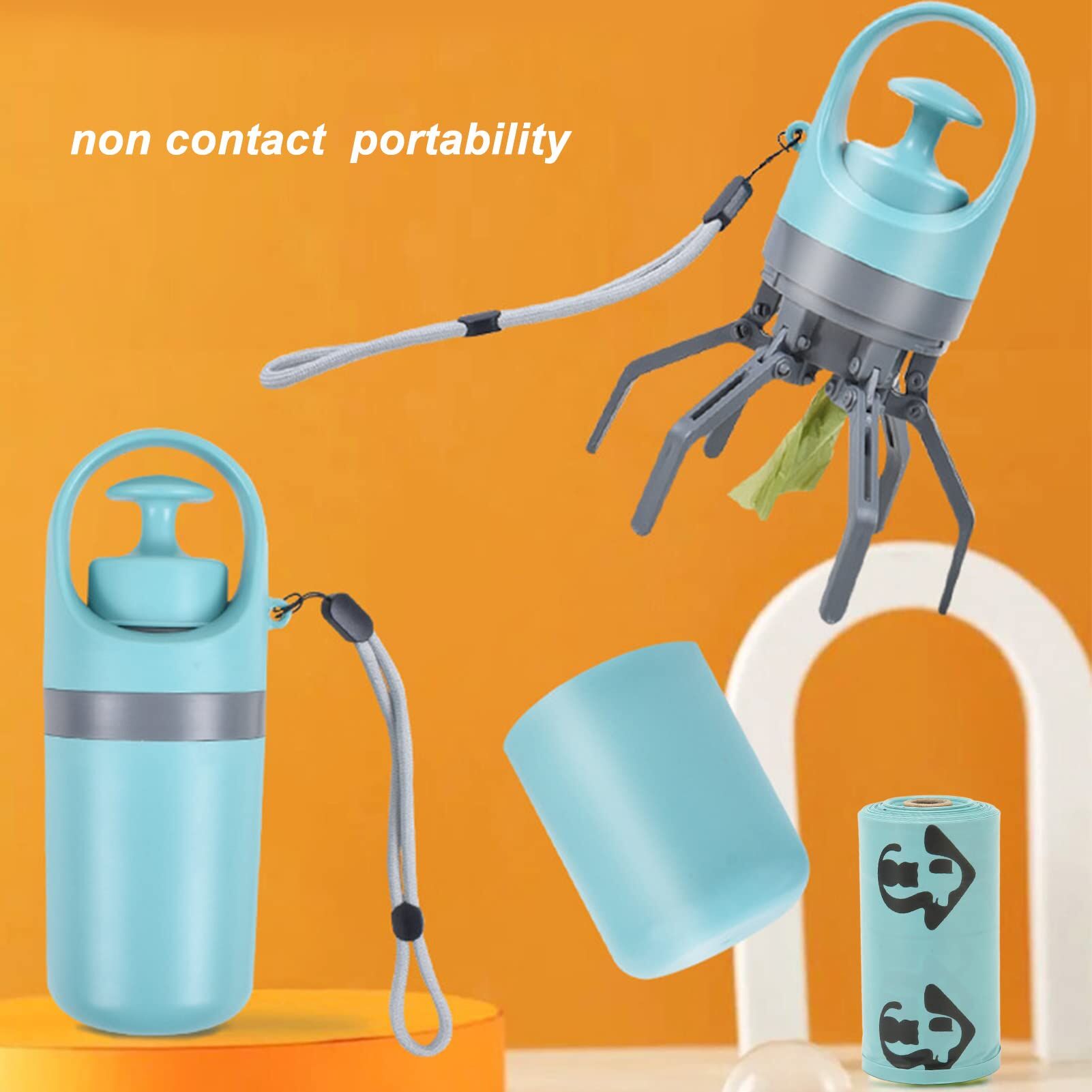 Zero-Contact Dog Poop Scooper with 6-Claw Mechanism & Built-in Bag Dispenser – Lightweight Pet Waste Picker for Outdoor Walks (Teal Blue) 4