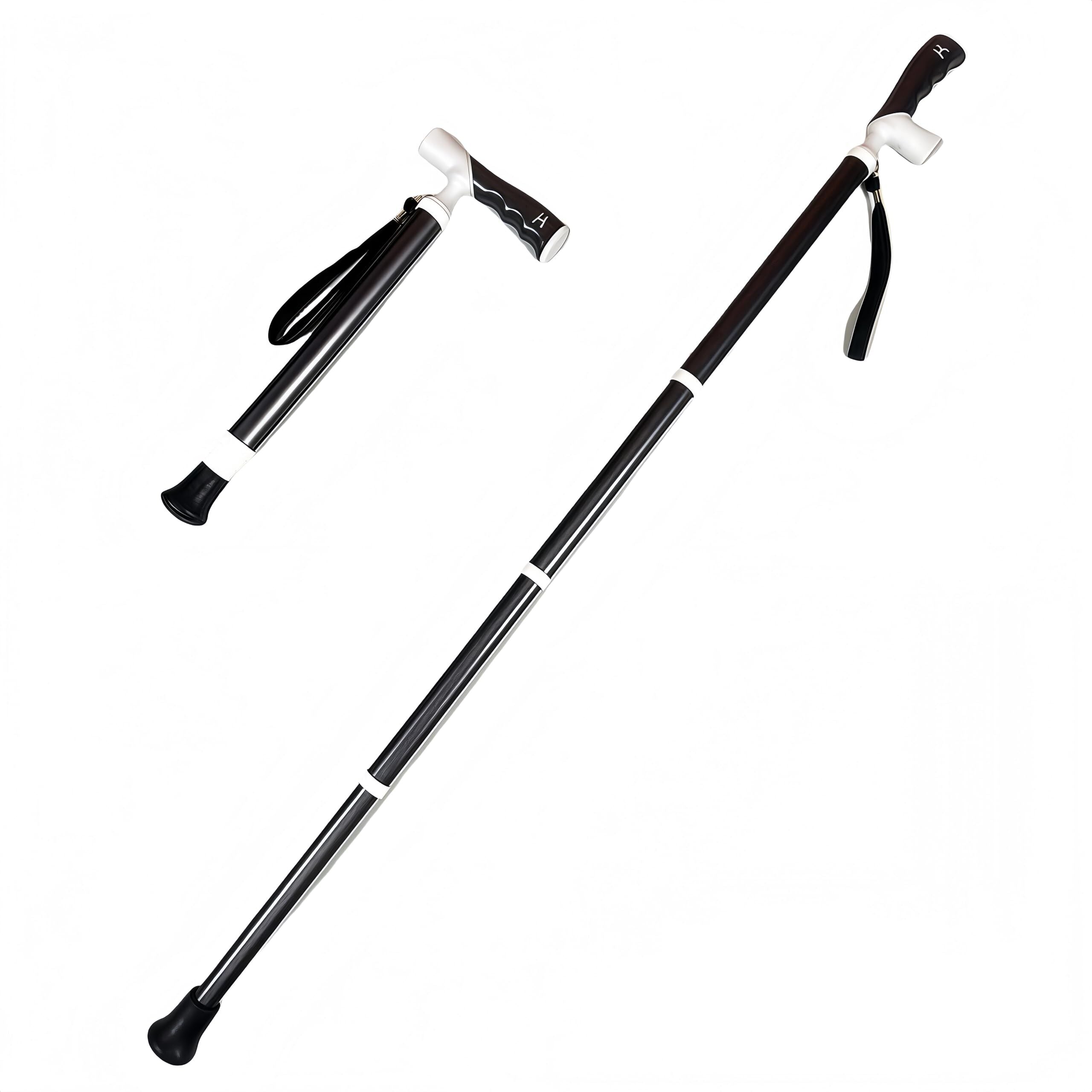 Lightweight Foldable Walking Cane: Adjustable Dual-Mode (T/Grip) Stick – 0.26kg, Portable for Daily/Hiking Use