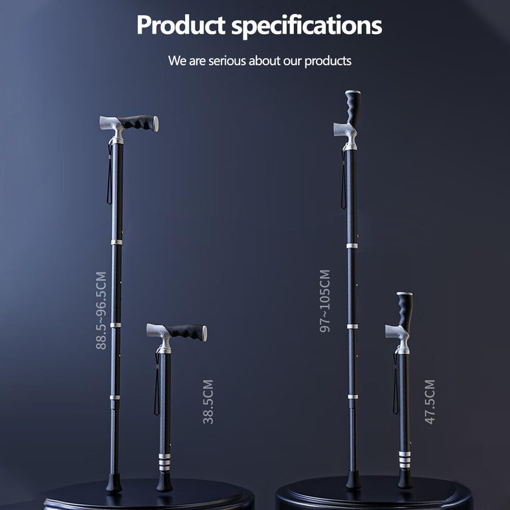 Lightweight Foldable Walking Cane: Adjustable Dual-Mode (T/Grip) Stick – 0.26kg, Portable for Daily/Hiking Use