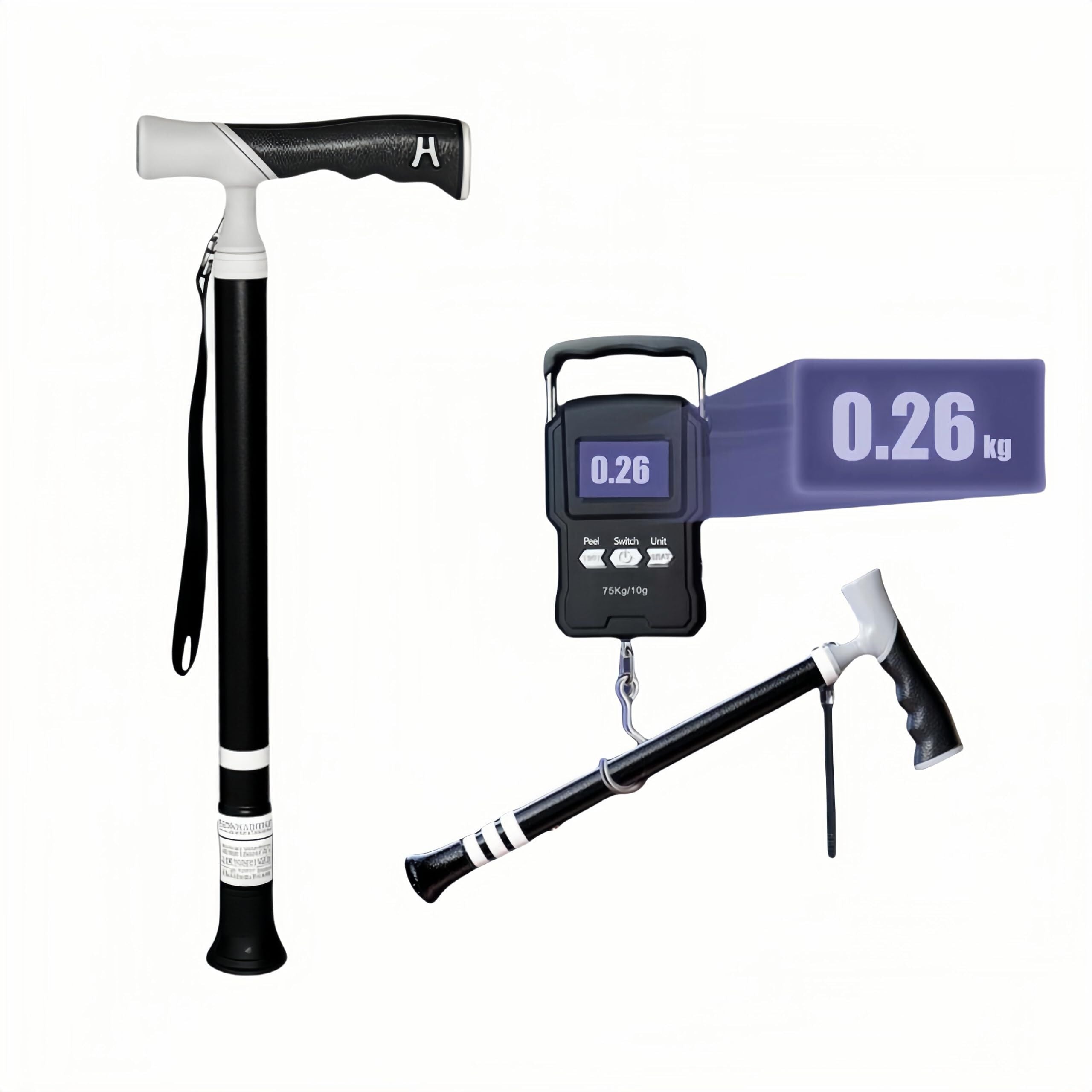 Lightweight Foldable Walking Cane: Adjustable Dual-Mode (T/Grip) Stick – 0.26kg, Portable for Daily/Hiking Use 7