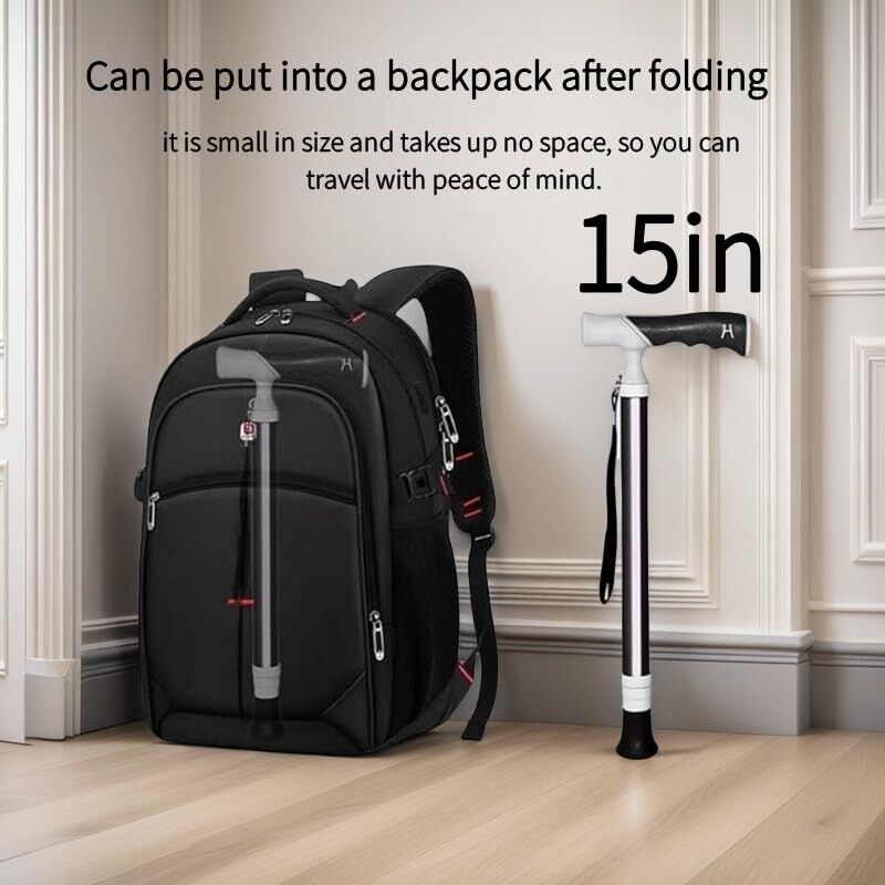 Lightweight Foldable Walking Cane: Adjustable Dual-Mode (T/Grip) Stick – 0.26kg, Portable for Daily/Hiking Use 9