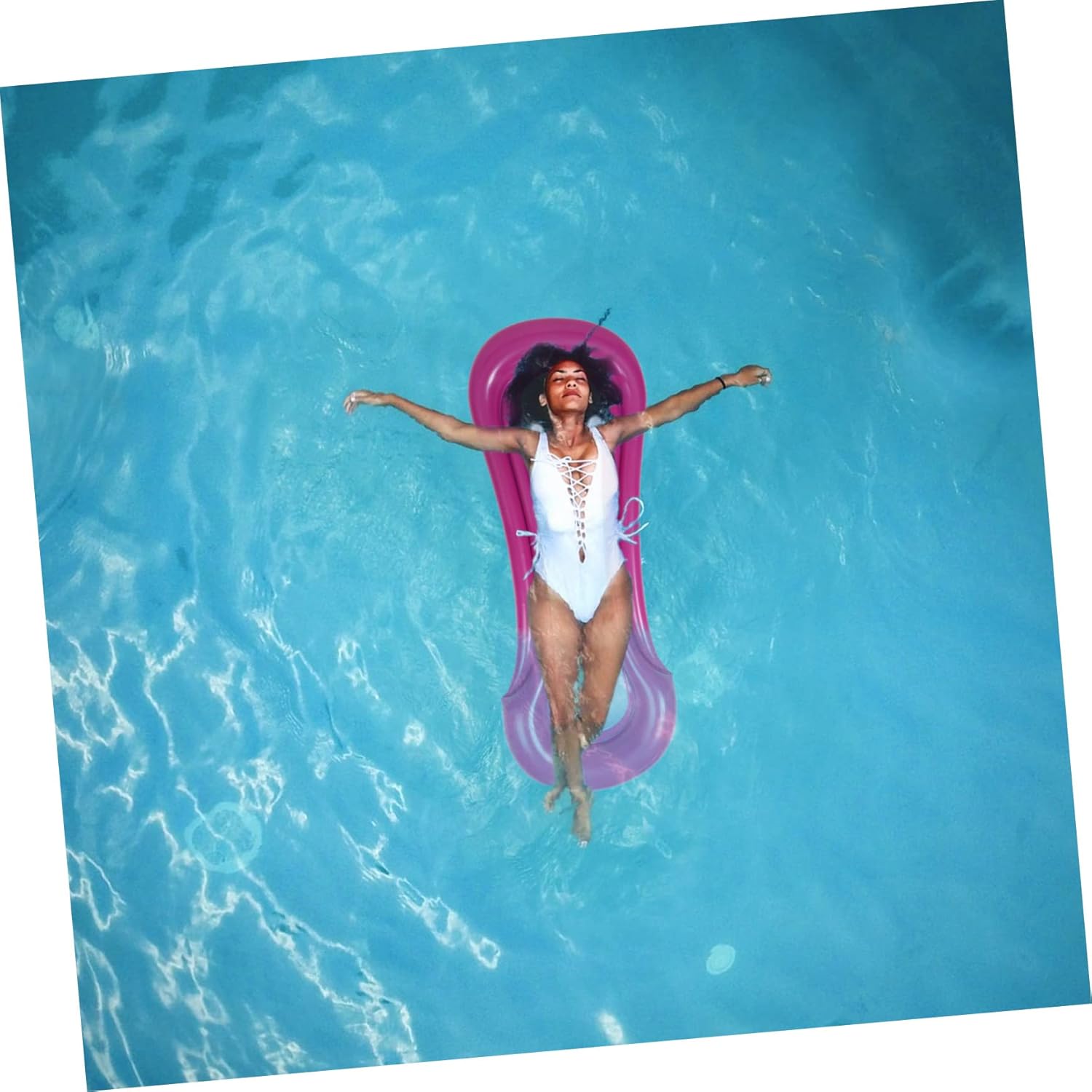 Inflatable Red Floating Bed: Portable Foldable Swimming Mat for Pool Lounging, Water Fun & Beach Relaxation 5