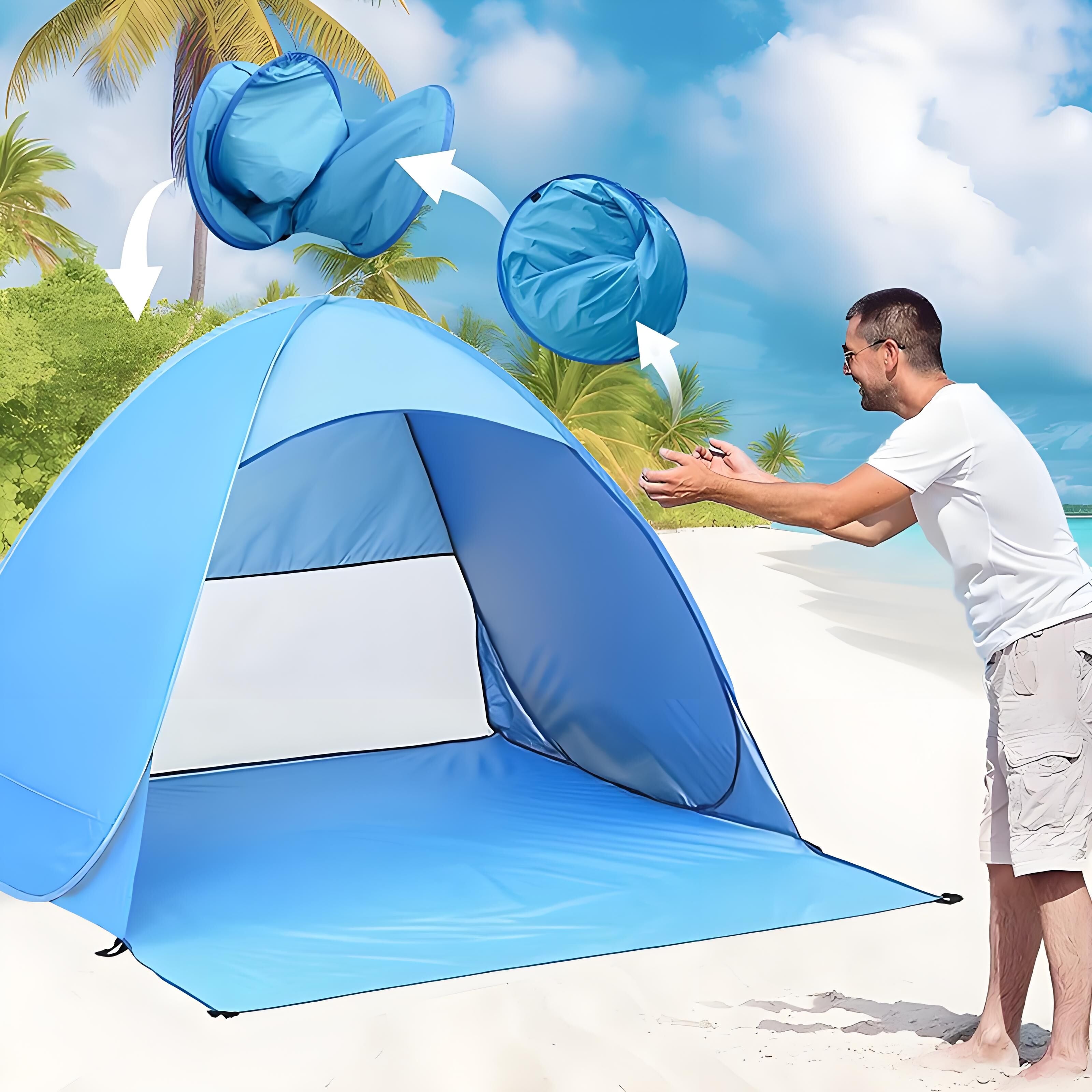 Pop Up Beach Tent: 3-4 Person UPF 50+ Sun Shelter with Carry Bag – Quick-Setup Shade for Beach/Camping(XL) 4