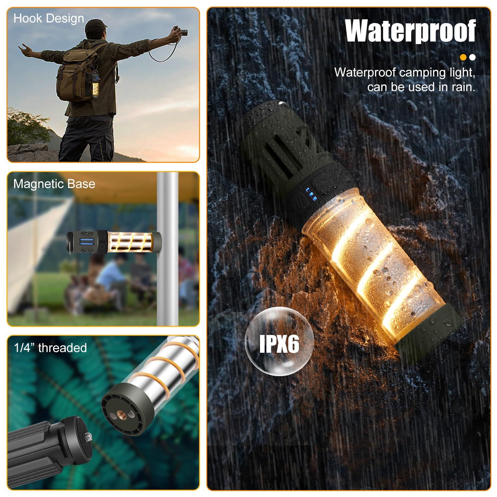 Rechargeable 3-in-1 Camping Light with Mosquito Repellent & Dual Heating – Bright Flashlight, Warm Lantern, Type-C Charging (Army Green) 6