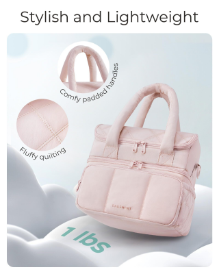 Double-Layer Insulated Lunch Bag with Quilted Design – 11.8L Cooler Tote for Work, Picnics & Travel (Pink) | Other Colors Available In-Store 3