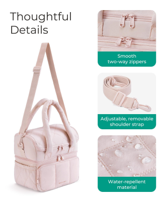 Double-Layer Insulated Lunch Bag with Quilted Design – 11.8L Cooler Tote for Work, Picnics & Travel (Beige) | Other Colors Available In-Store 6