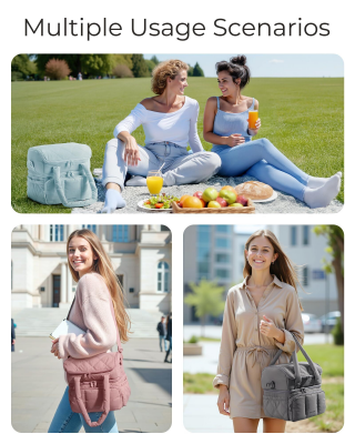 Double-Layer Insulated Lunch Bag with Quilted Design – 11.8L Cooler Tote for Work, Picnics & Travel (Camel) | Other Colors Available In-Store 7