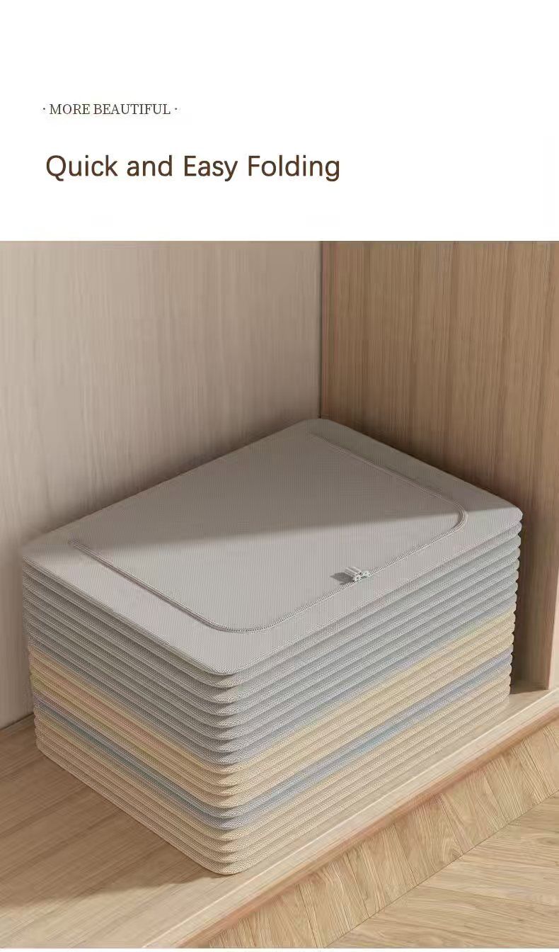 Clothes Storage Bins, 6 Pack Bedding Organizers with Handles, Stackable Metal Frame Closet Organizer, Visable Windows, Clothing Organization for Sweatshirt, Blanket, Long Dresses, (66L khaki) 5