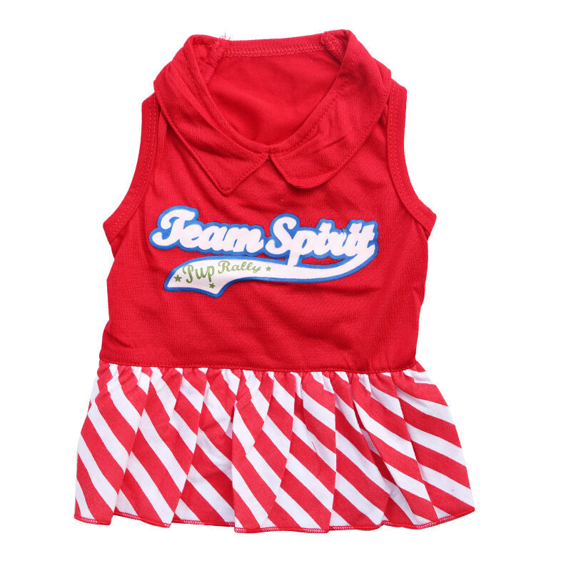 Pet products 2-Piece Dog Summer Dress Set - Team Spirit & SUPER ADORABLE Designs, Red White Stripes & Navy Blue, Peter Pan Collar, Cute Fit for Dogs（S） 3