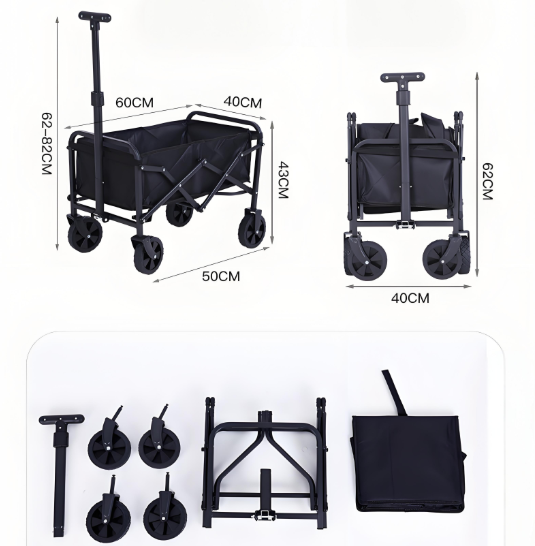 Foldable Camping Wagon: Retractable Handle, Lightweight Design for Outdoor Trips, Beach & Picnics 6