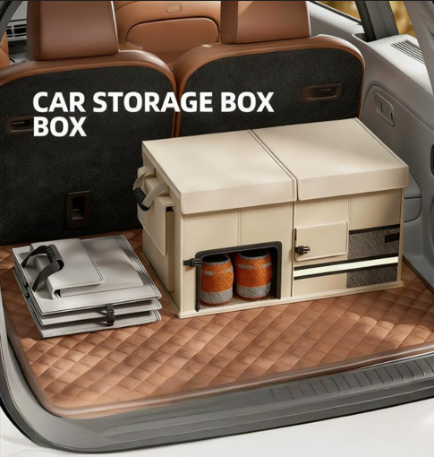 Foldable Car Trunk Organiser, 30L/60L Large Capacity Storage Box for Auto Boot, Multi-functional Cargo Container(60,white) 3