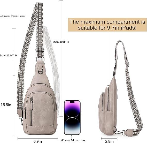 Grey Faux Leather Sling Bag: Unisex, Spacious, Reversible Crossbody for Aussies 3