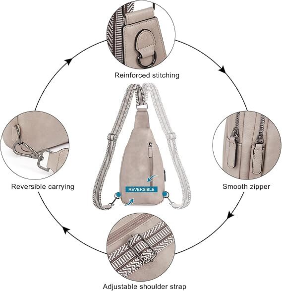 Grey Faux Leather Sling Bag: Unisex, Spacious, Reversible Crossbody for Aussies 5