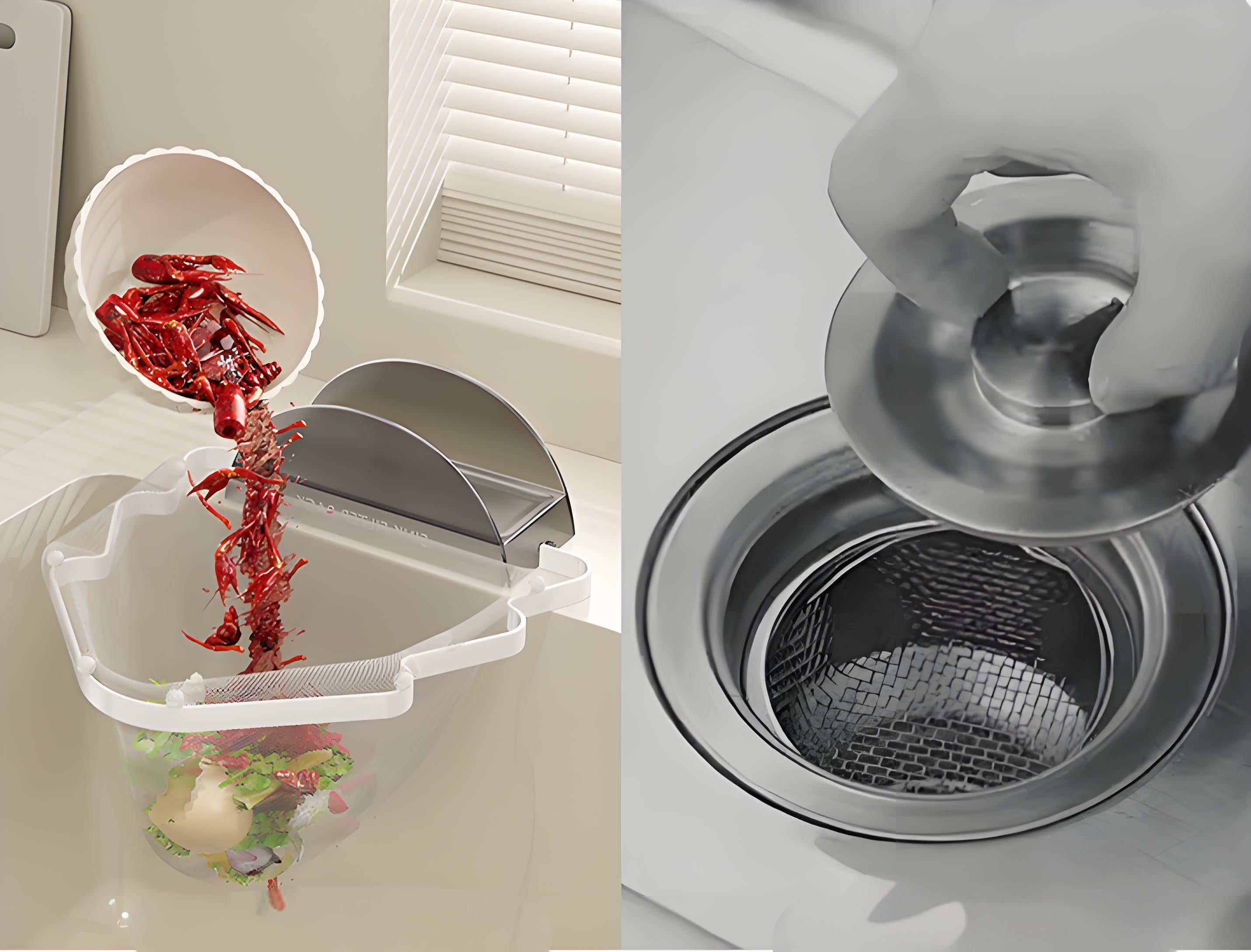 Kitchen Sink Filter Rack with 100 12cm*15cm Mesh Bags, Foldable Food Waste Strainer, Multi-functional Drain Basket（yellow） 3