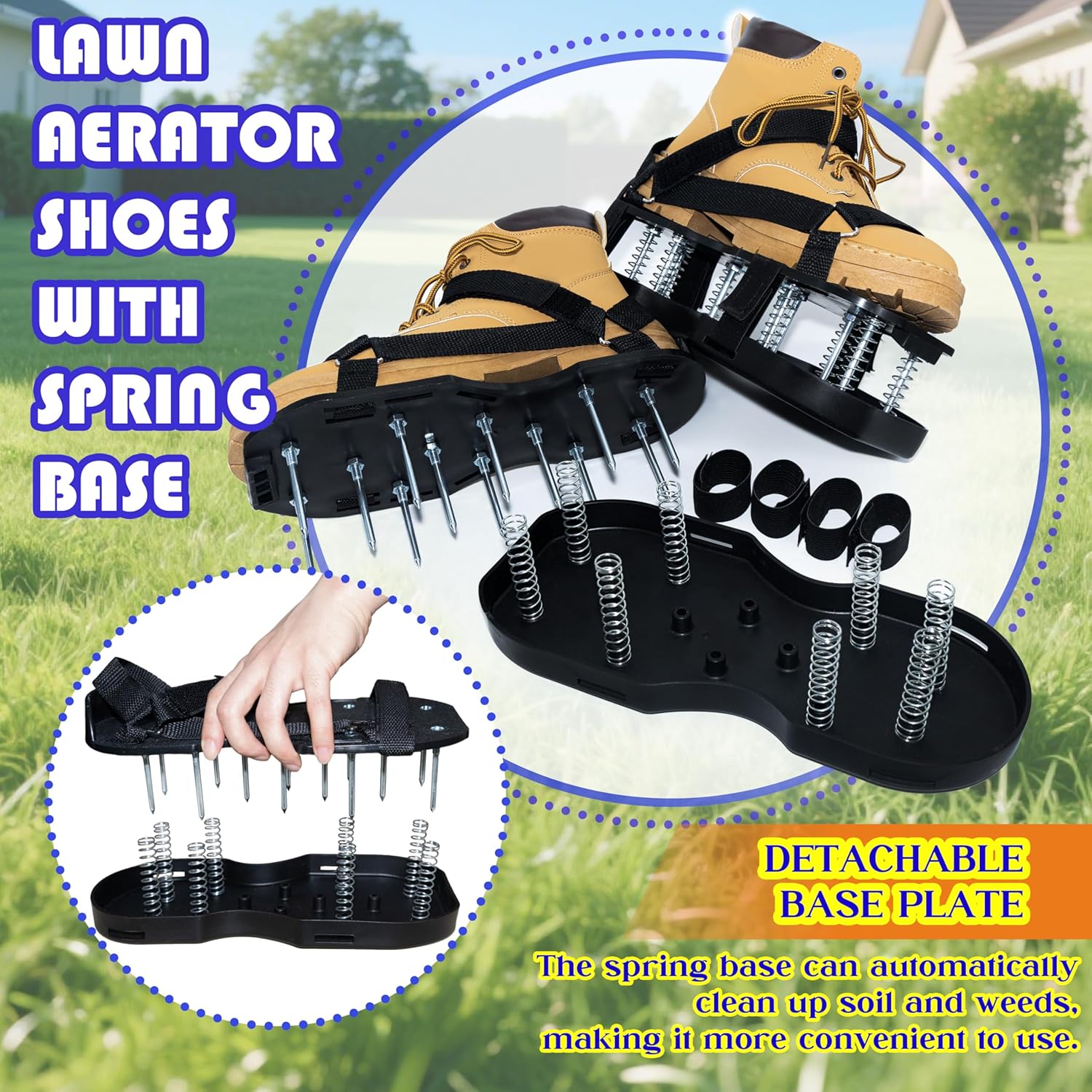 Lawn Aerator Shoes with Spring Base & Spikes: Adjustable Strap, Double-Layer Design for Healthy Lawns in Australian Gardens 3