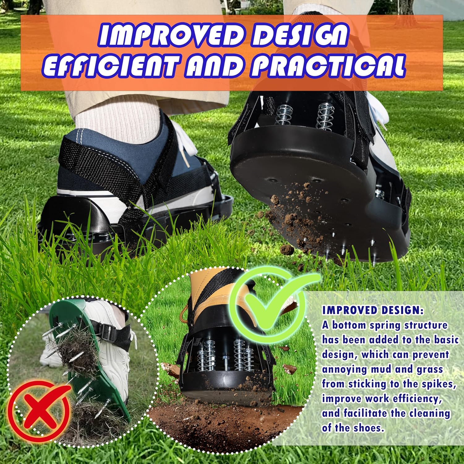 Lawn Aerator Shoes with Spring Base & Spikes: Adjustable Strap, Double-Layer Design for Healthy Lawns in Australian Gardens 5