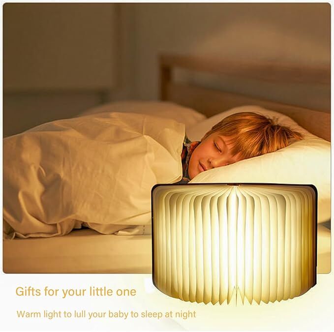 Christmas giftsRechargeable LED Book Night Light: Creative Folding Wooden Lamp with Magnetic Design for Bedrooms & Gifting(Walnut Black,L) 5