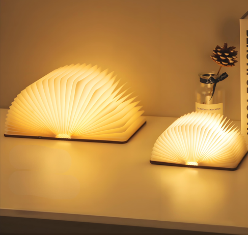 Christmas giftsRechargeable LED Book Night Light: Creative Folding Wooden Lamp with Magnetic Design for Bedrooms & Gifting(Walnut Black,S) 3