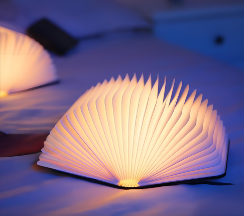 Christmas giftsRechargeable LED Book Night Light: Creative Folding Wooden Lamp with Magnetic Design for Bedrooms & Gifting(Walnut Black,XL) 4