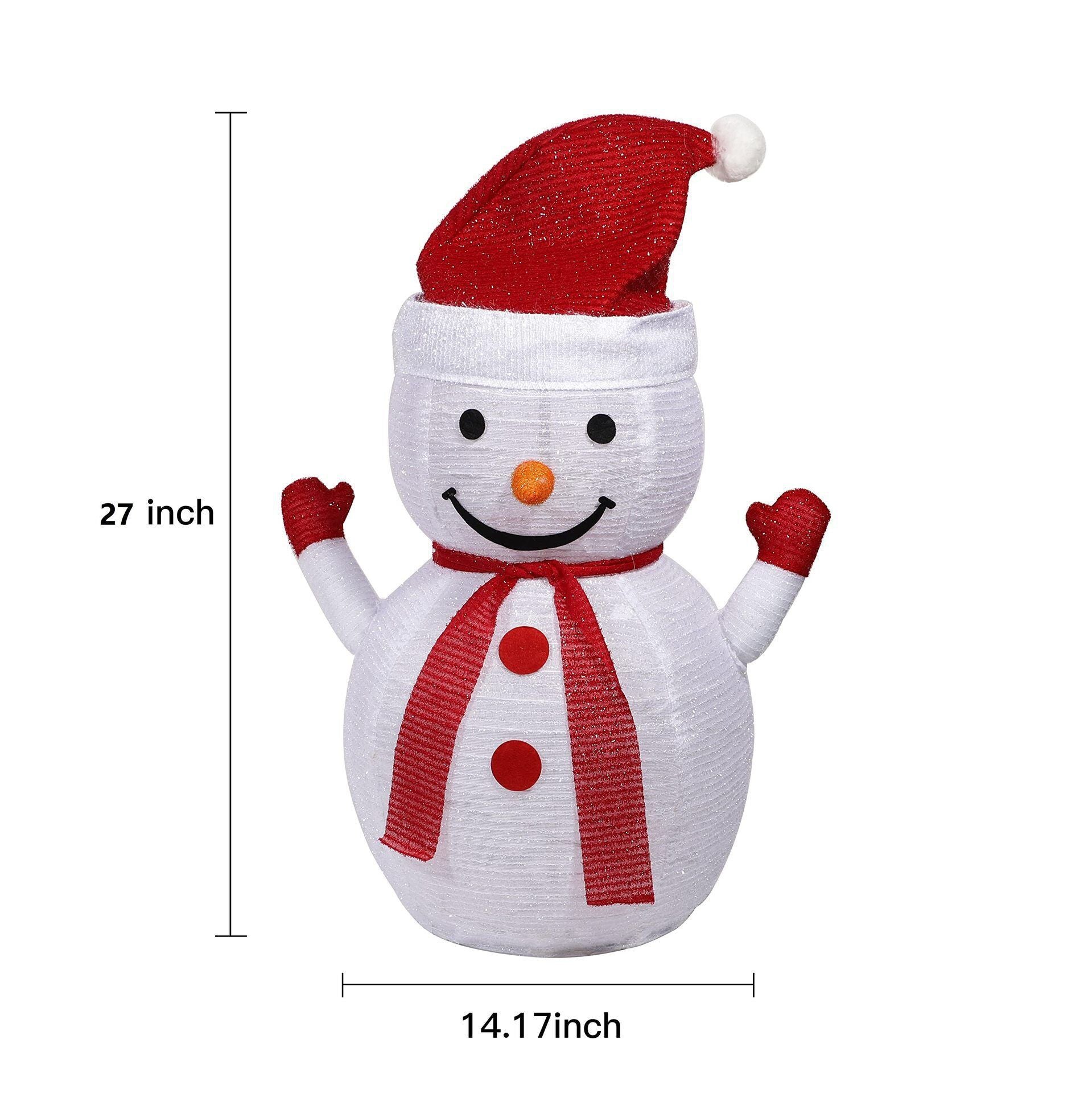 Lighted Christmas Snowman Decoration Lantern, 45 LED Collapsible Pop-Up Ornament with 8 Light Modes & Timer, Indoor Outdoor Holiday Décor 7