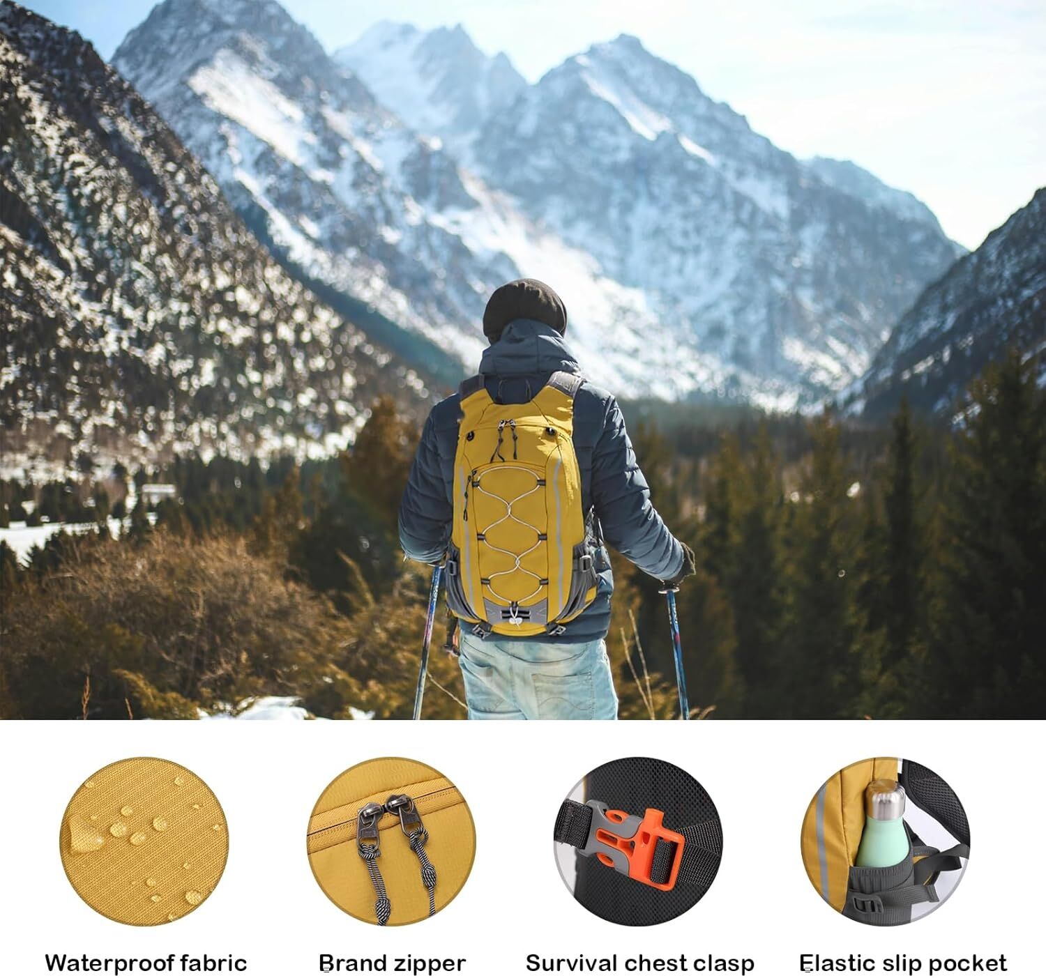 Small Hiking Backpack Lightweight Waterproof Daypack for Camping Cycling Fitness Outdoor Sports - Women Men Teens 6