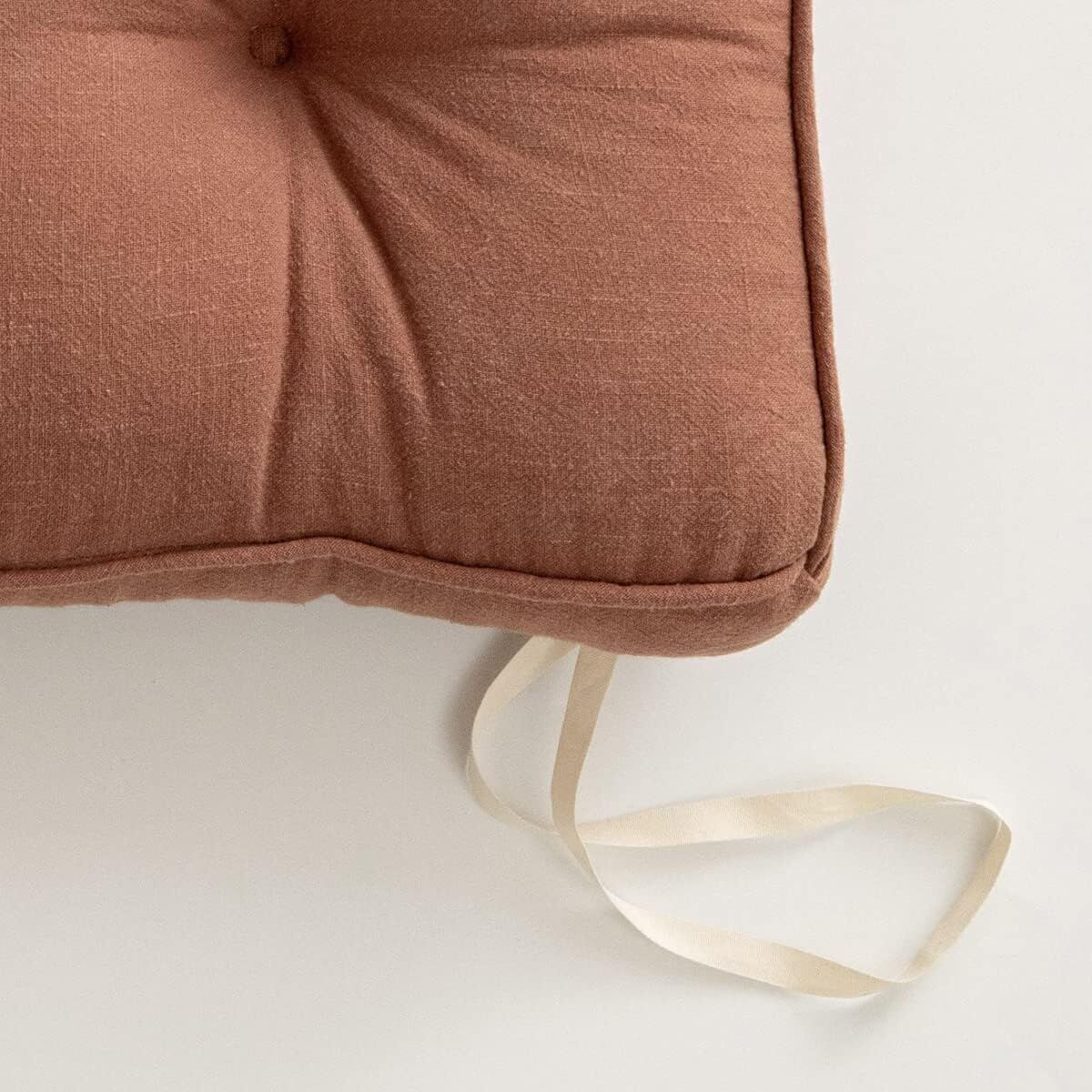 43×43×6cm Linen Cotton Thick Seat Cushion: Plush, Solid-Colour, for Office & Home Chairs, Aussie Comfort Essential（Amber Brown） 4