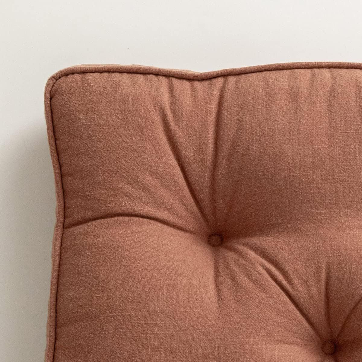 43×43×6cm Linen Cotton Thick Seat Cushion: Plush, Solid-Colour, for Office & Home Chairs, Aussie Comfort Essential（Amber Brown） 5