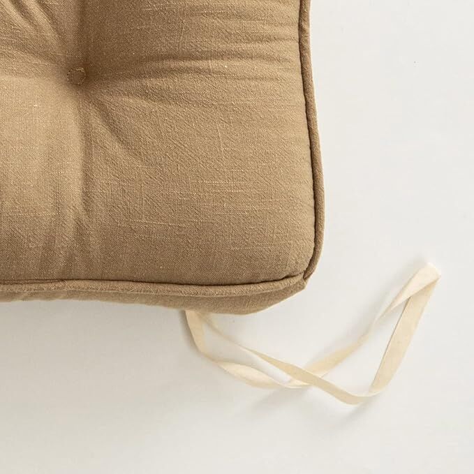 43×43×6cm Linen Cotton Thick Seat Cushion: Plush, Solid-Colour, for Office & Home Chairs, Aussie Comfort Essential（Bean Coffee） 5
