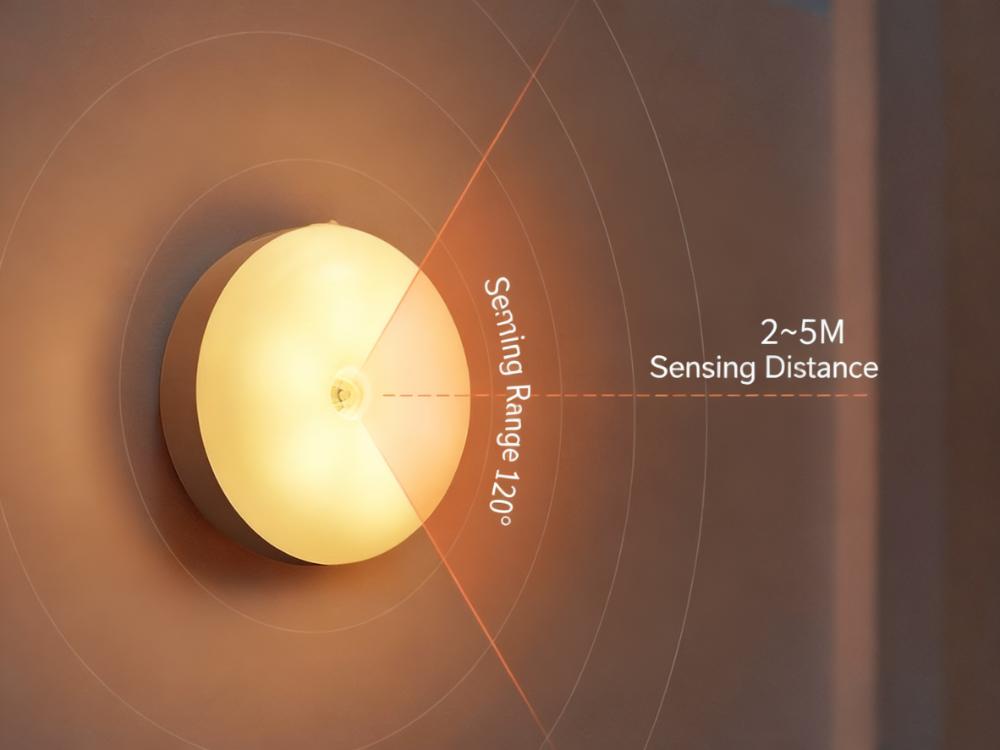 Motion Sensor LED Night Light, 86mm Diameter Smart Induction Lamp with USB Charging & Magnetic Mount, Long-Lasting Battery 4