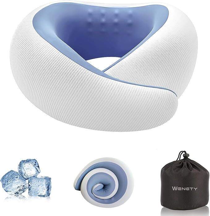 Travel Pillows for Airplanes,Memory Foam Neck Pillow for Traveling,Smooth & Cooling Fabric Plane Pillow for Long Flight,Ideal for Travels,Airplanes,Offices,Cars (Gray, Standard-Broad Fit) 7