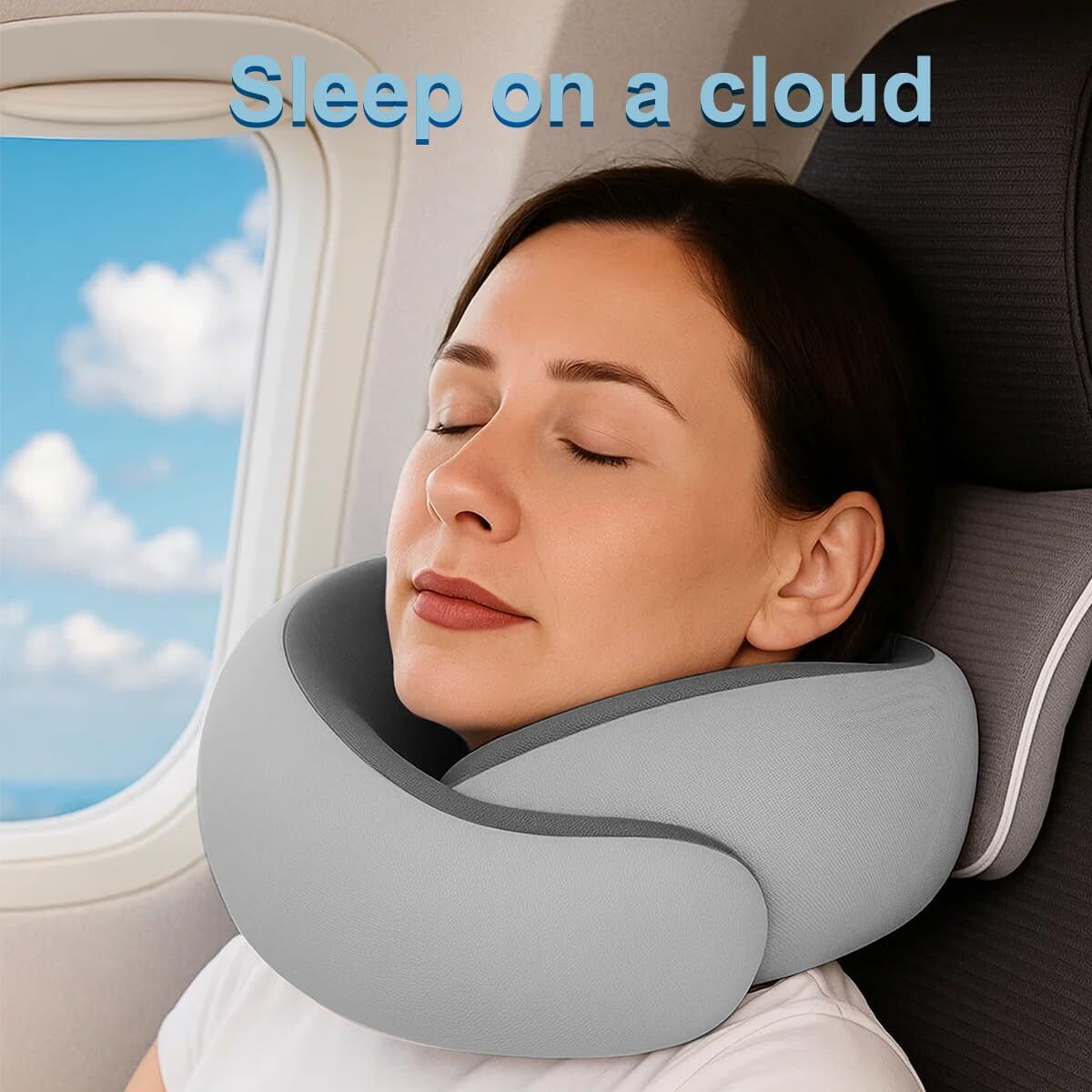Travel Pillows for Airplanes,Memory Foam Neck Pillow for Traveling,Smooth & Cooling Fabric Plane Pillow for Long Flight,Ideal for Travels,Airplanes,Offices,Cars (Gray, Standard-Broad Fit) 6