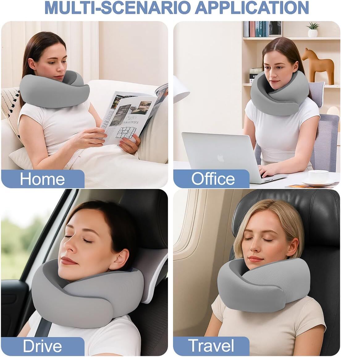 Travel Pillows for Airplanes,Memory Foam Neck Pillow for Traveling,Smooth & Cooling Fabric Plane Pillow for Long Flight,Ideal for Travels,Airplanes,Offices,Cars (Gray, Standard-Broad Fit) 9