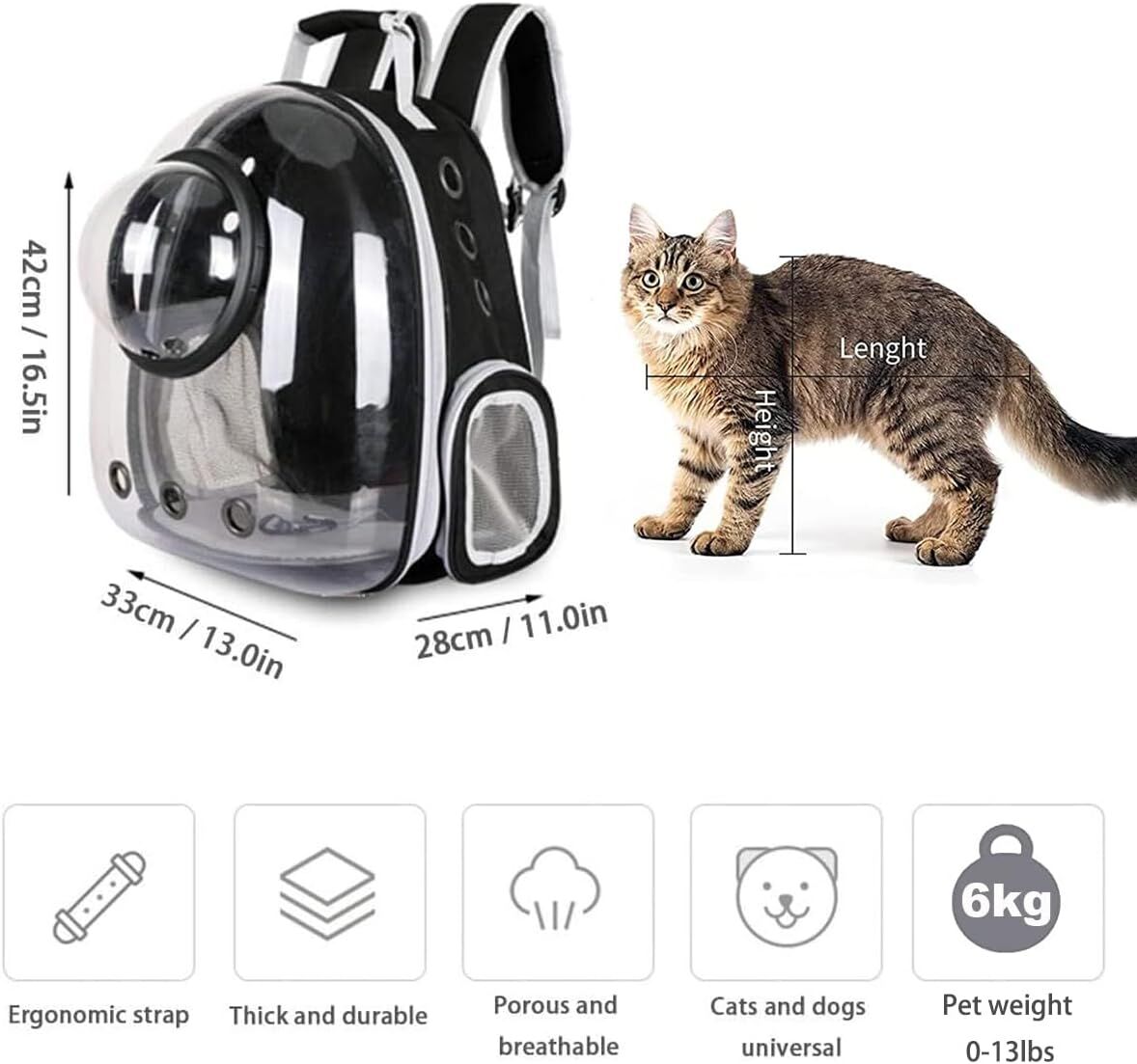 pet products Pet Space Capsule Backpack, Small Medium Cat Puppy Dog Carrier, Transparent Breathable Heat Proof, Pet Carrier for Travel Hiking Walking Camping, Grey 3